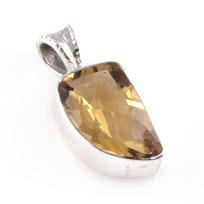 Natural Citrine Gemstone 925 Solid Sterling Silver Jewelry Pendant 1.1'' o3D46 beige
