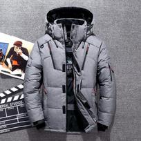 Žieminė striukė vyrams, balta, pūkinė, paltas, šiltas paltas, parka M pilka