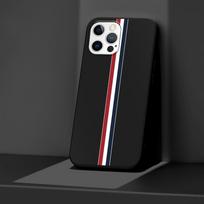 Telefono dėklas Apple iPhone 14 11 13 Pro Max 12 Mini XR 7 8 + SE 2020 XS 6 6s Plus Sportinio prekės ženklo dryžuotas silikoninis juodas dėklas iPhone 6(6s)