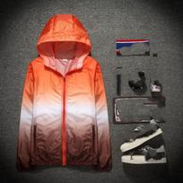 Men's Spring Plus Size Casual Lightweight Jacket Hooded Gradient Clashing Color Zipper Jacket 4XL red