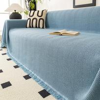 Simple Herringbone Sofa Cover Towel Non-Slip All-Inclusive Dustproof Cushion Cloth Four Seasons Universal Sofa Cover 180*130cm gray