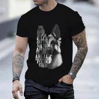 Laisvalaikio T-shirt vyrams Vokiečių aviganio paveikslėliu trumpomis rankovėmis Vokiečių aviganis Juoda ir balta Vyriškas T-shirt Madingi drabužiai S juoda