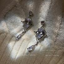GemChic Women's Earrings Sweet Cool Water Drop Embed Zircon Exquisite Earrings Ear Stud Needle Earrings Birthday Christmas Jewelry Gift gray