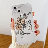 Clear Case For Apple iPhone 14 11 13 12 Pro 7 8 Plus XR X XS Max 6 6S 13Pro Silicone Phone Cover Love Line Flower iPhone SE 2022 gray