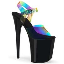 20cm Rainbow Waterproof Platform Pole Dance High-heeled Sandals Summer Super High Sandals Model Catwalk Shoes 34 juoda