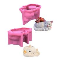 2pcs Cute t Flower Pots Mold Epoxy Resin Molds Pen Holder ndle Holder Cement Planter Silicone Mould Home Decorations pink