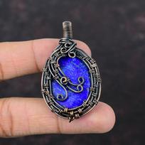 Lapis Lazuli Pakabukas Vario Vielos Apvyniotas Pakabukas Lapis Lazuli Brangakmenio Papuošalai Rankų Darbo Unikalus Pakabukas Vario Vielos Apvyniojimo Papuošalai Dovana Jai blue