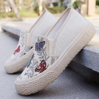 2024 Spring Newest Lefu Shoes Canvas Women'S Shoes Lazy Man Thick Sole Fisherman Canvas Shoes Women'S 36