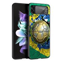 Telefono dėklas Samsung Galaxy Z Flip 3 4 5 sulankstomam mobiliajam telefonui, kietas PC Fundas, juodas apsauginis dangtelis, futbolo kamuolys, futbolo aikštė Samsung Z Flip