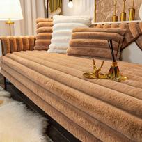 3D pliušinis sofos kilimėlis žieminis storas sofos užvalkalas Universalus šiltas pagalvėlė sofos užvalkalas rankšluostis Fundas De Sofa pūkuotas kailio sofos užvalkalas 3 vietų 45cm pillowcase 1 pcs brown
