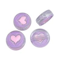 Pasidaryk pats pakabukui Širdis Braškė Papuošalų gamybai Laisvi karoliukai Karoliai Apyrankė 4 vnt. Didmeninė prekyba 24mm Round Heart violetinė
