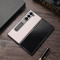 For Samsung Galaxy Z Fold 6 Case Luxury PU Leather + TPU Cross Line Kickstand Back Folding Cover for Z Fold 6 For Galaxy Z Fold 6