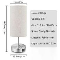 Nordic Fabric stalinė lempa USBC+A įkrovimo prievadas, skirtas svetainei miegamajam prie lovos darbo stalui su jutikliniais dekoratyviniais šviestuvais Without bulb&US Switch