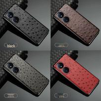 Honor Play 50 Genuine Leather Protective Cover with Ostrich Pattern Play 50 Plus juoda