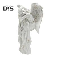 Miegančio angelo durų staktos puošmena sparnuotų mergaičių durų kampo dervos figūrėlė Namų biuro angelas sargas priekinių durų krašto sėdinčiojo ornamentas Left white