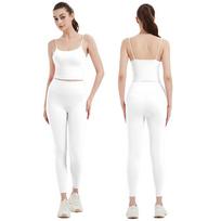 Summer Yoga Clothing Suit Women Two Piece Beauty Back Quick Dry Sports Tank Top Running Training Fitness Clothes Two Pieces XL balta