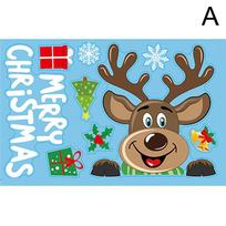 1vnt animacinių filmų namų dekoro Kalėdiniai lipdukai Sienų lipdukai „Pasidaryk pats“ Elk Santa Claus langų lipdukai A blue