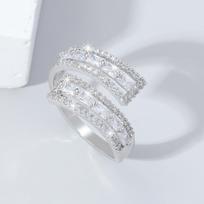 GemChic Women's Ring Sparkling Light Luxury Embed Zircon Ring Trendy Opening Adjustable Ring Birthday Christmas Jewelry Gift - sidabras