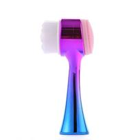 2 In 1 Gradient Facial Cleansing Brush Face Pore Exfoliatoring Blackhead Removal Cleanser Massage Brush Double-Sided Clean Tools purple