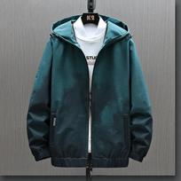 Large Size Ink Pattern Jacket Casual Hooded Windbreaker Spring Waterproof Coat Comfortable Top Regular Men L pilka
