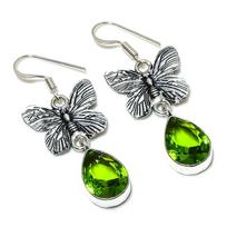 Peridot Gemstone Handmade 925 Sterling Silver Gift Jewelry Earring 1.89  j6C52 gray
