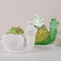 Flower Pot Mold DIY Resin Flower Pot 3D Three Dimensional Flower Potted Silicone Mold Crystal Glue Snail Table Storage Box šviesiai pilka spalva