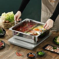 Home Pot Shabu Thickened Cooking Cookware for Hiking Holiday Camping Two Compartments brown
