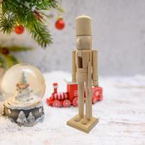 Kalėdinis amatas Spragtukas Medinė figūrėlė Nebaigta mediena DIY D white