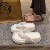 Itin aukštakulniai, Storu padu šlepetės moterims, Neslystančios dėvėjimui lauke, Paplūdimio sandalai, Aukštį didinantys moteriški sandalai 36-37 balta