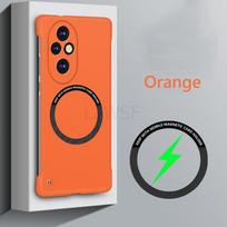 Berėmelis Magnetinis Magsafe Plonas Dėklas Honor 200 Pro Honor200 Pro 5G Belaidis Krovimas Kietas Galinis Dangtelis For Honor 200 oranžinė