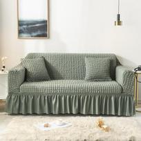 1/2/3/4 flying seat seersucker living room sofa cover elastic sofa cover elastic solid thickness elastic sofa cover 2PC pillowcase žalia