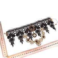Vintažinis nėrinių gotikinis steampunk apykaklės čokeris pakabukas karoliai žavesys papuošalai dovana black