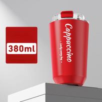 Nerūdijančio plieno kavos puodelis su dangteliu termo puodelio termosas vandens kavinėms kelioniniams gėrimams izoliuotas vandens butelis 380 ml 380ml raudona