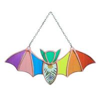 Halloween Hanging Glass Suncatcher Decoration Acrylic 2D Bat Ornament Gothic Car Rearview Mirror M blue