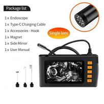 Rankinė vieno / dviejų objektyvų endoskopinė kamera 4,3 colio didelio ekrano IPS pramoninės patikros kamera IP67 vandeniui atspari gyvatės kamera 2M 8MM Single Lens black