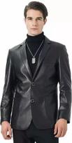 Handmade Stylish Formal Party Wear Men's Pure Lambskin Soft Leather Blazer Coat XS juoda