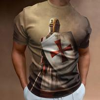 3d Crusades marginti marškinėliai Vyriški Retro vyriški marškinėliai Madingi vyriški drabužiai Didelės apimties marškinėliai trumpomis rankovėmis Greitai džiūstantys sportiniai marškinėliai 3XL gray