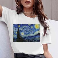 Van Gogh Painting T-Shirt tshirt women ulzzang female femme art streetwear harajuku T-Shirt tee Lady Tees 3XL balta