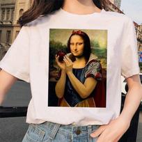 Mona Lisa marškinėliai Hip Hop 90S Laisvalaikiai trumpomis rankovėmis marškinėliai Drabužiai Gatvės apranga Harajuku Style T S balta
