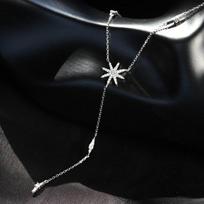 Personality 925 Sterling Silver Glitter Diamond Sun Flower Necklace Simple Star Pendant Clavicle Chain Female Exquisite Jewelry 45cm black
