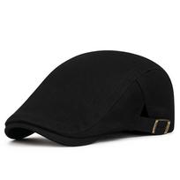Spring Autumn Berat Men Forward Cap Solid Color Beret British Style Gatsby Painters Hats Peaked Cap juoda