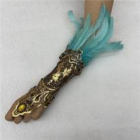 Halloween Feather Gloves Hollowed Out Gold Lace Lace Arm Sleeves alabamos tamsiai raudona spalva