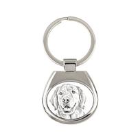 Auksaspalvis retriveris - raktų pakabukas su šunimi, raktų pakabukas su spauda, personalizuotas pakabukas iš Art-Dog prekės ženklo sidabras