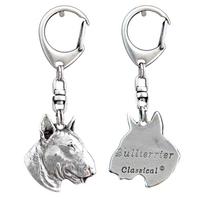 Bulterjeras, Bulis III - Sidabruotas raktų pakabukas su šunimi dovanų dėžutėje, rankinės dekoracija, kuprinės pakabukas pagal Art-Dog prekės ženklą sidabras