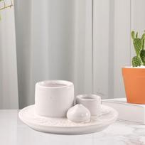 Ceramic Incense Holder Sage Palo Santo Burning Bowl for Yoga Room White