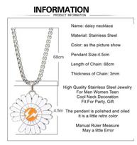 Bohemia Daisy Necklace Women Girls Jewelry White Daisy With Lightning Flower Pendant Stainless Steel Chain Collar Choker gray