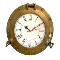 12  Antique Finish Porthole Wall Clock/Decorative Wall Clocks/Nautical Beach Clock/