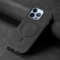 Dėklas Iphone 16 Pro Max Prabangus Verslo Odinis Skydelis Magsafe Magnetiniam Belaidžiam Įkrovimui Smūgiams Atsparus Dangtelis Iphone 16pro 16 Plus for iphone 16 juoda