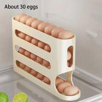 4-layer Ladder Egg Box Storage Fridge Egg Rack Automatic Rolling Egg Holder Storage Box Container Kitchen Refrigerator Egg Dispenser Fridge Organizer geltona