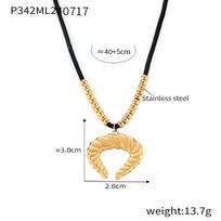 Retro Horn Threaded Pendant Collarbone Chain Personalized Design Plated 18K Gold Non-Fading Necklace